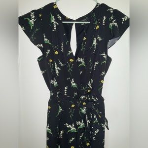 ANN TAYLOR floral black butterfly wrap jumpsuit- perfect for all occasions